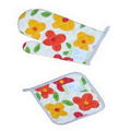 100% Cotton Protective Oven Mitt and Pot Holder Set